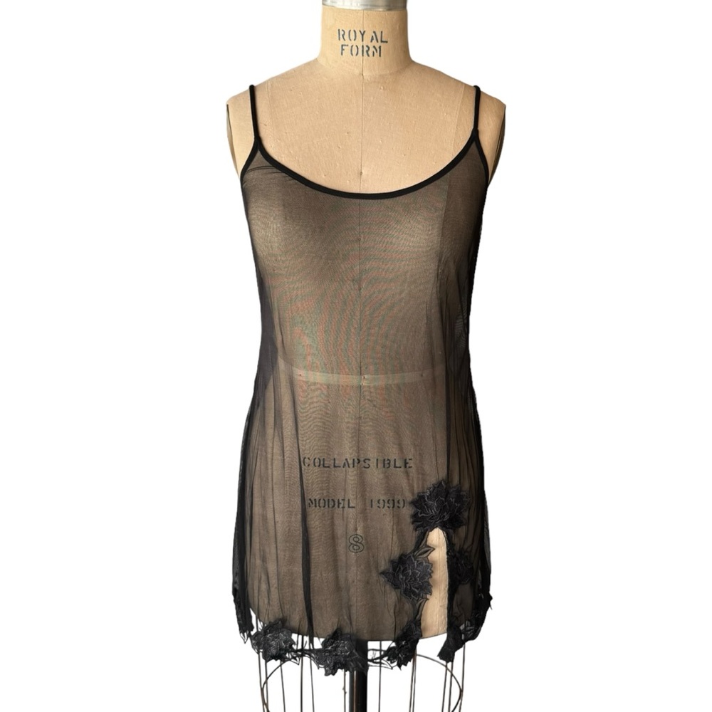 Vintage Italy Cotton Club Black Slip Dress